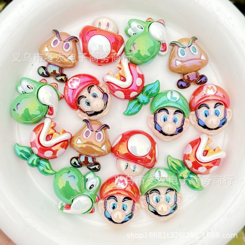 Phone Accessories For Your Car - 5/10pcs cartoon ornament through-hole resin bead