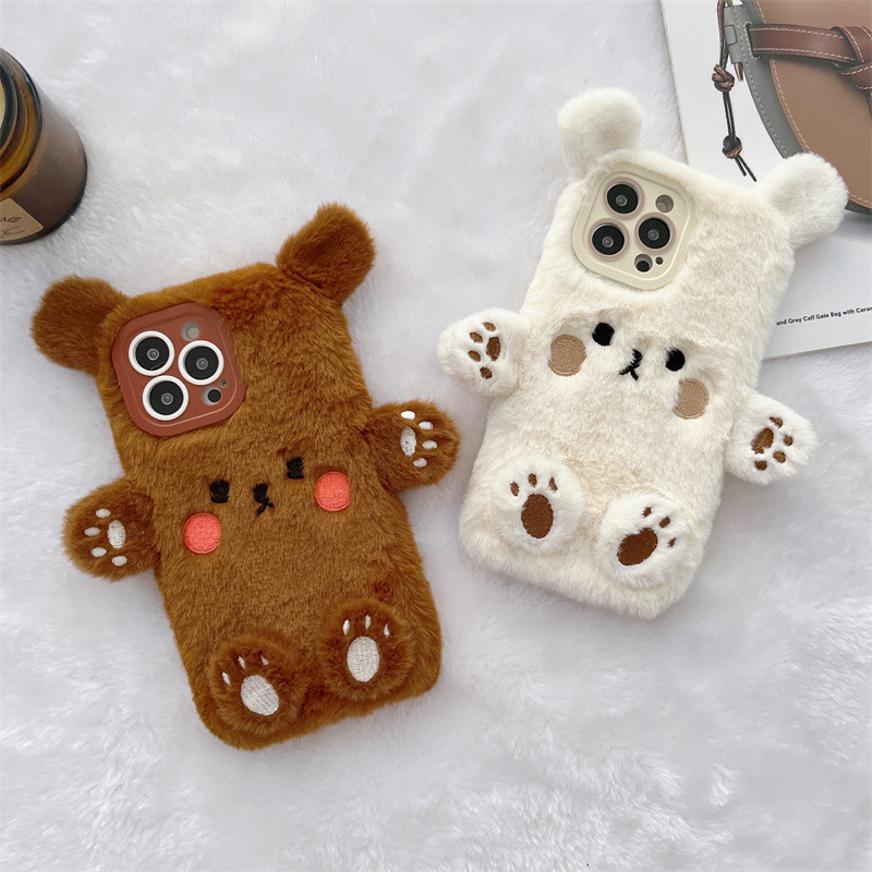 Korean 3D Cartoon Bear Fluffy  - Phone Accessories Iphone review and price