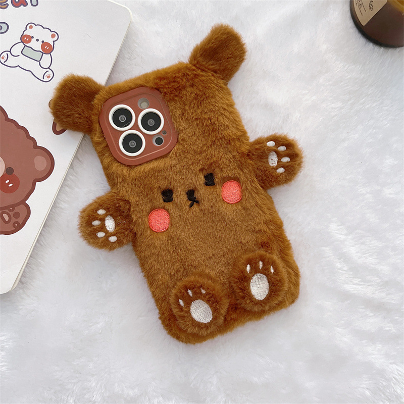 Korean 3D Cartoon Bear Fluffy  - Phone Accessories Iphone review and price