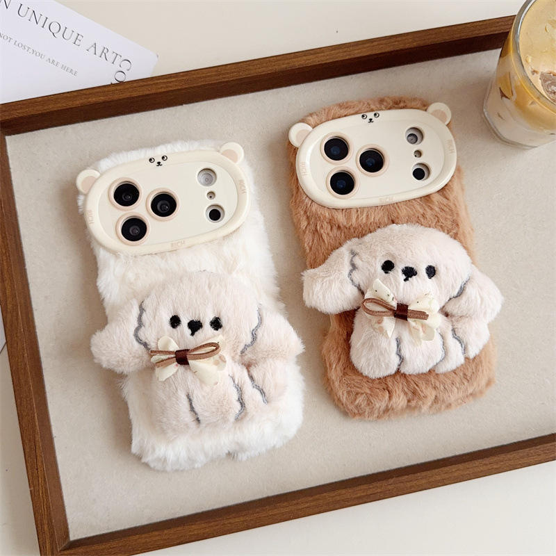 3D Cartoon Bowknot Puppy Warm  - Phone Accessories Iphone review and price